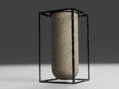 Vase Game Ready stone in metal frame Low-poly 3D model