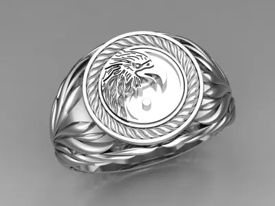 Solitaire Wedding Engagement Women Ring- Eagle Ring 3D print model