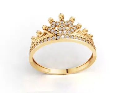 Elegant Crown Ring 3D Model  STL  3DM Files  3D print model