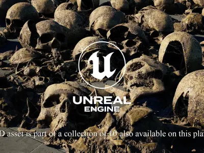 Broken Skull with Spiderwebs and Cobwebs for Unreal  Engine 5 3D model