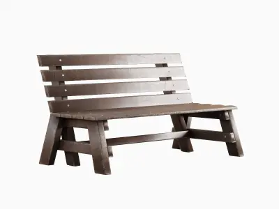 Wooden Outdoor Bench A 01 Low-poly 3D model