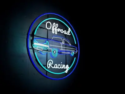 car design neon sign lamp 3D model