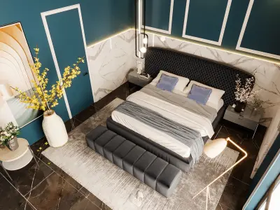 Bedroom morden interior scene 3D model 3D model