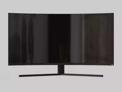 Wide Monitor  Workspace with a Minimalist and Modern Design Low-poly 3D model