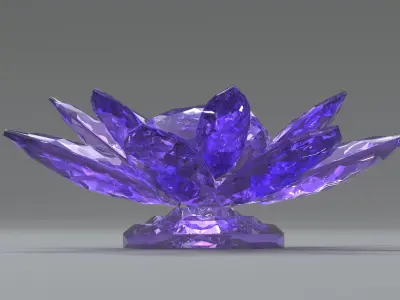 Glass Flower Showpiece Purple Low-poly 3D model