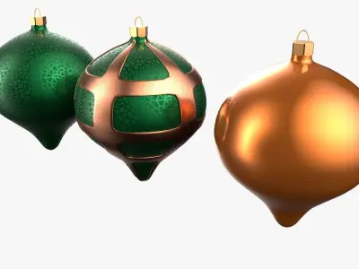 Christmas Tree Ornament Set8 - Green Orange 3D model