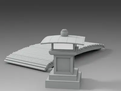 Bridge with a flashlight Low-poly 3D model