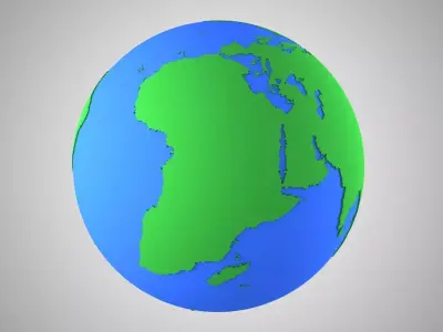 Globe Solid Color Green Blue 3D model