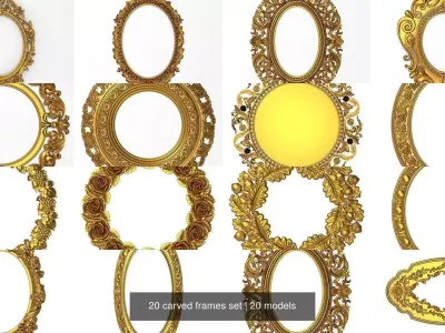 20 carved frames set 3D Model Collection