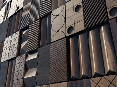 Wood wallcovering decor n1 3D model