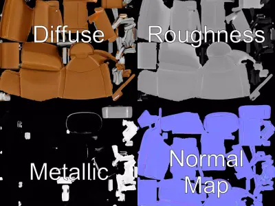 Tan Recliner Chair model pack Low-poly 3D model