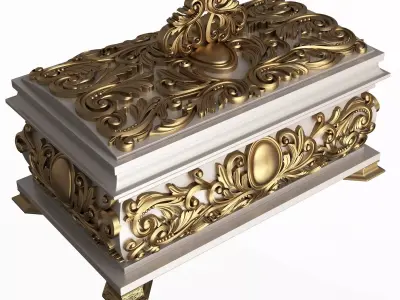 Casket Carved 09 White Low-poly 3D model