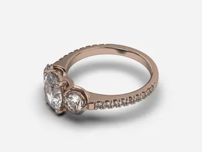 Three Stone diamond Ring 3D print model get