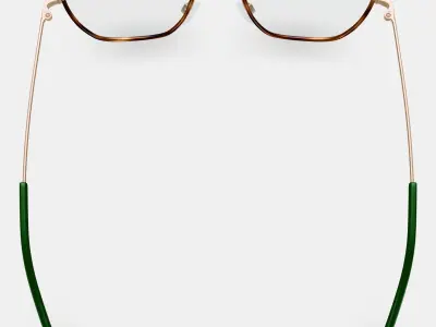 Murrow Eyeglasses in Oak Barrel with Polished Gold 3D model