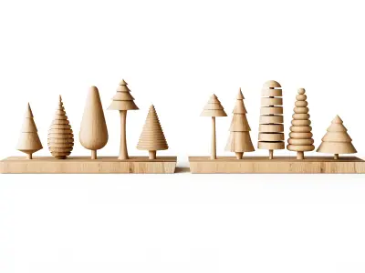 Wooden Tree Christmas Decoration 3D model