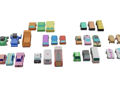 Car collection lowpoly Low-poly 3D model