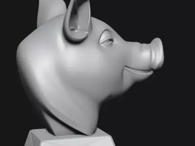 PIG head sculpture 3D print model