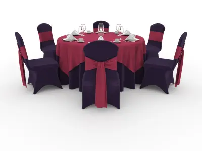 Banquet Table and Chair 64 3D model