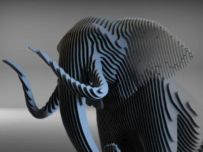 elephant statue sliced outdoor indoor decoration 3D model