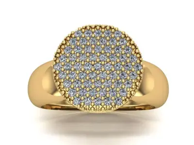 Round top cluster ring with 61 brilliant-cut stones 3D print model