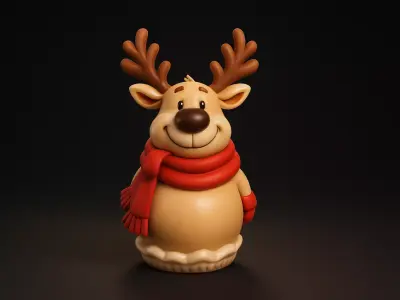 Cute Christmas Reindeer Figurine Holiday Reindeer Winter  3D print model