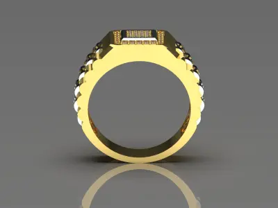 Man ring with checkered pattern black diamonds model ror0017 3D print model