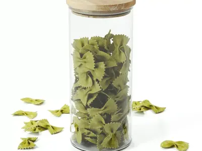 polypasta - Farfalle pasta spinaci in glass with lid 3D model