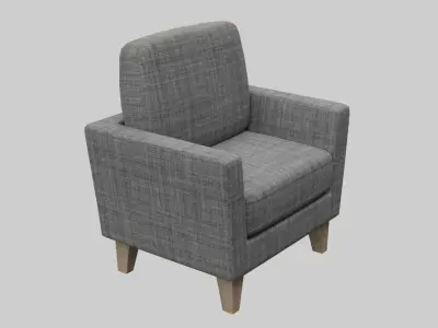 Sofa-grey pattern fabric  Low-poly 3D model