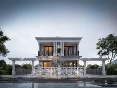 Old view columned villa 3D model