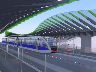 Monorail station with train 2024 3D model