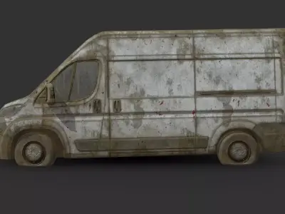 049 Abandoned Car - FIAT Ducato Van Low-poly 3D model