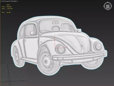 Beetle Car Suitable for embossing Hot Foil Technique 3D model