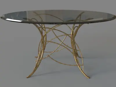Amoret Glass Coffee Table Gold 3D model