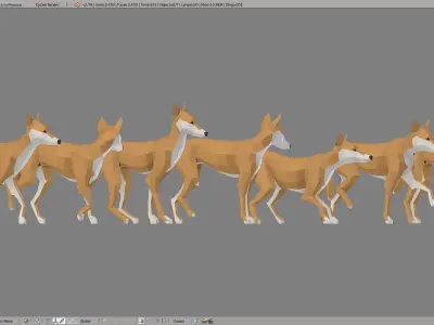 Dingoes orange dog Low-poly 3D model