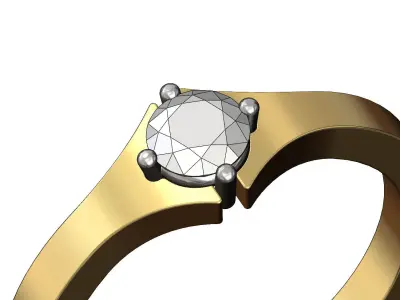 5mm diamond 2 tone solitaire ring US sizes 5to9  3D print model