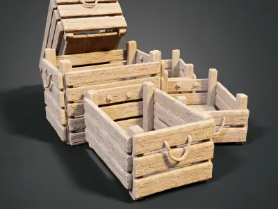 Medieval boxes Free low-poly 3D model