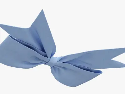 Small ribbon decoration blue fabric 3D model