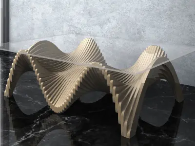 Parametric Wavy Wooden Furniture 22 -  CNC files for cutting 3D model