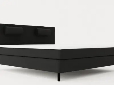 Happy Continental Bed 180x200cm Black Low-poly 3D model