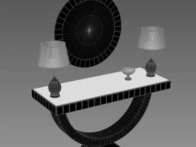 Quartz Black Mirrored Console Table 3D model