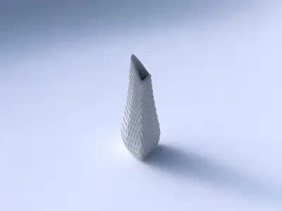 Vase puffy tipped triangle with grid piramides 3D print model