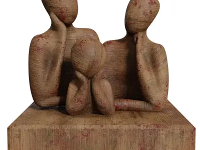 Old Paint Dirt wooden Sculpture Low-poly 3D model