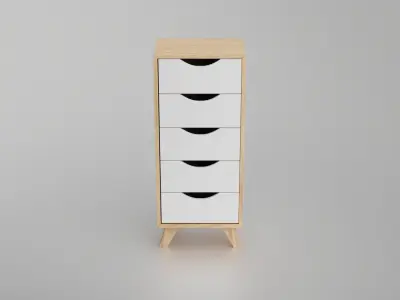 Scandinavian chiffonier with 5 drawers Low-poly 3D model
