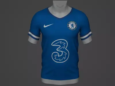 chelsea Football Jersey T-Shirt - Soccer Kit Low-poly 3D model