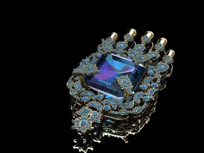 Blue Rhinestone Drop Earrings 3D print model