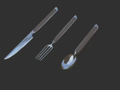 Steel Utensils  Low-poly 3D model