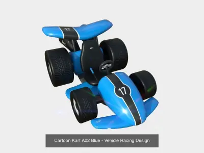 10 Cartoon Karts Blue Collection - Vehicle Racing Design 3D Model Pack