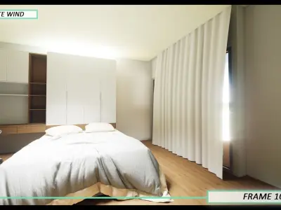 Pack of two Animated Curtains - Moderate and Strong wind 3D model