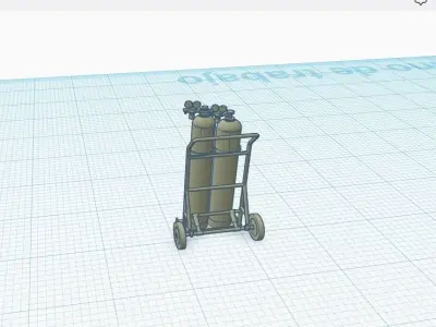 soldier car with oxygen and acetylene tank  1-87 scale H0 3D print model