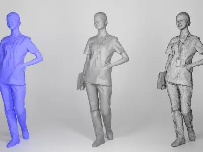 Young surgical nurse with a folder 105 Low-poly 3D model